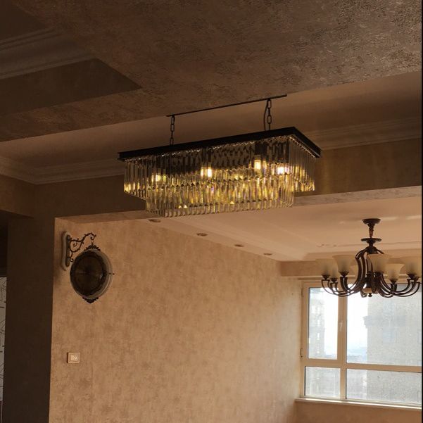 Colgante de cristal rectángulo colgante lineal comedor moderno de la isla de la isla de la isla