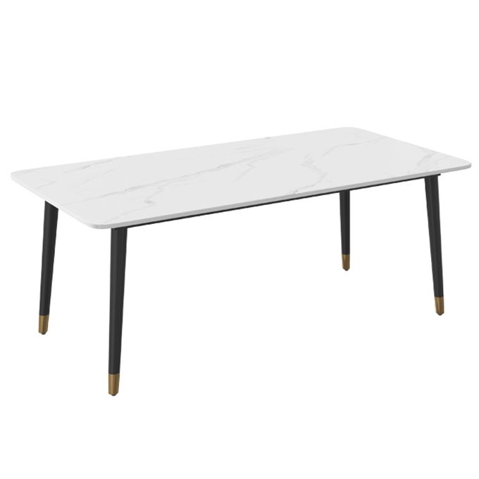 Mesa de comedor rectangular contemporánea de metal mesa de comedor de piedra sinterizada con 4 patas