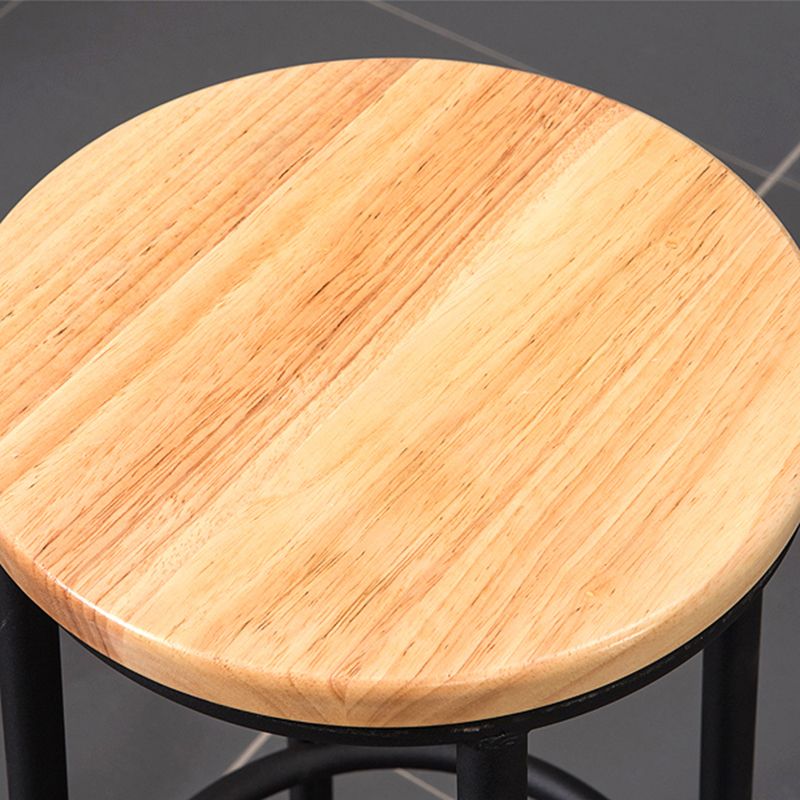 Modern Round Bar Stool Footrest Backless Counter and Bar Stool with Iron Legs