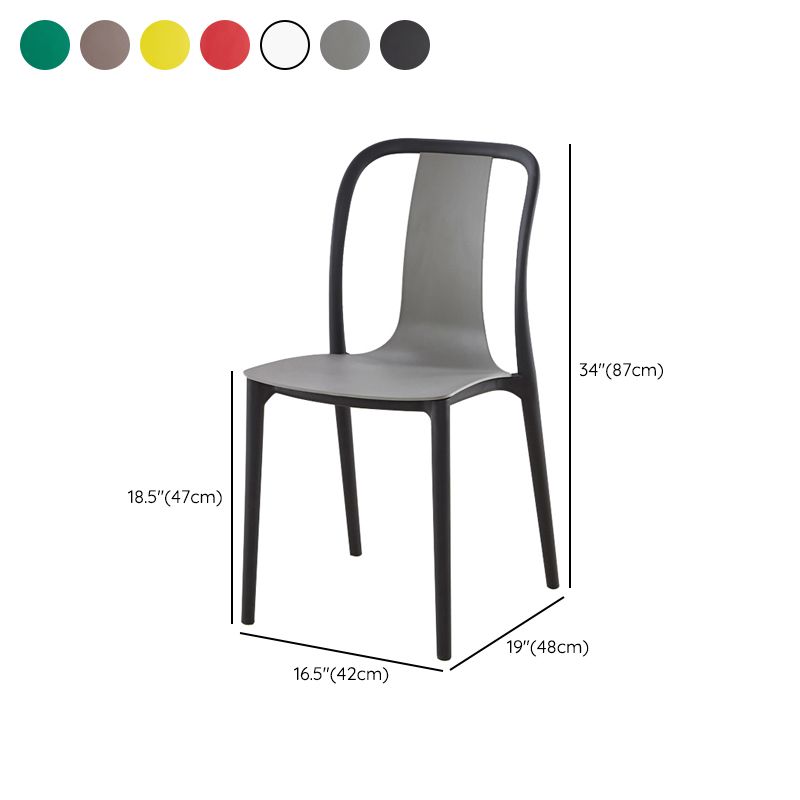 Modern Dining Room Armless Plastic Slat Back Stacking Dining Chair