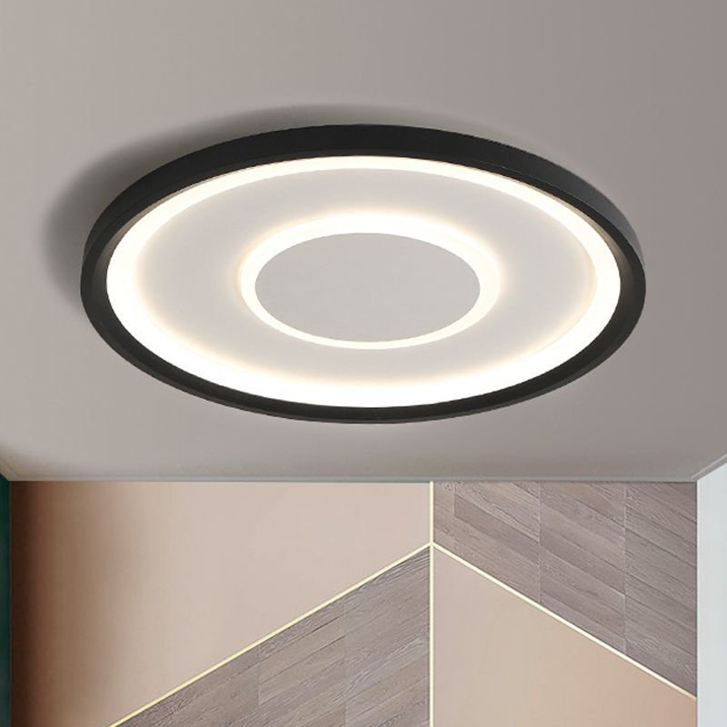 Plafoniera da soffitto a disco sottile con montaggio a incasso Lampada da incasso a LED in acrilico nordico per camera da letto in nero, larghezza 16"/19,5"