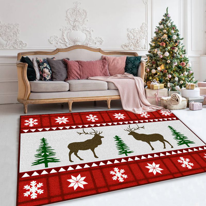 Creative Christmas Print Carpet Polyester Area Rug Non-Slip Backing Indoor Carpet for Living Room