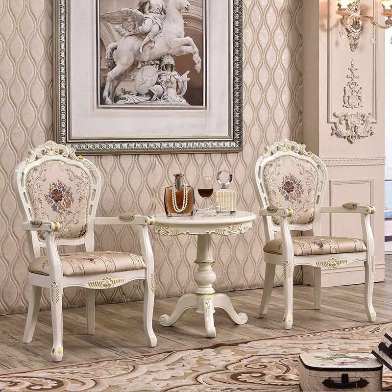 Silla de comedor de tela victoriana con respaldo King Louis y acabado mate (juego de 2)