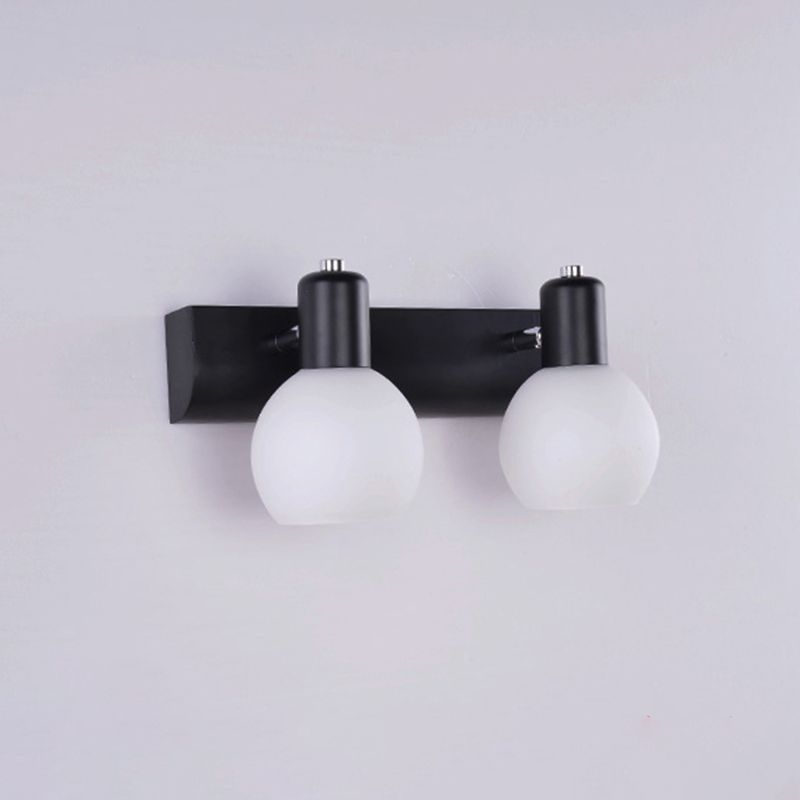 Dome Bath Vanity Light Fixture Minimalistic Satin Opal Glass Wall Mounted Lighting