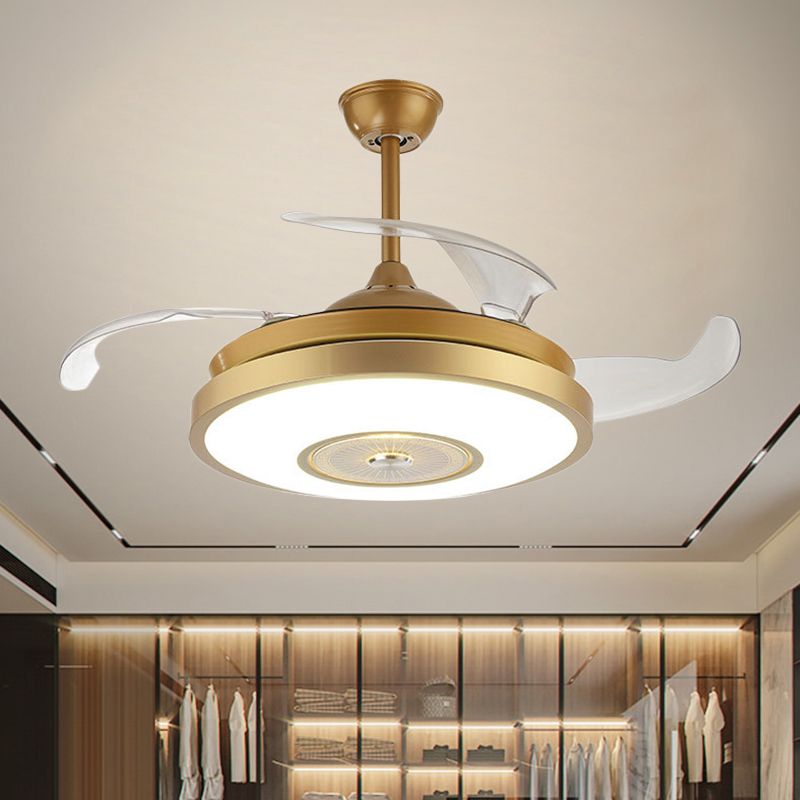 Acryl runde halb flush nordische Stil Gold 4 Klingen LED Hängende Lüfterbeleuchtung für Salon, 42 "W.