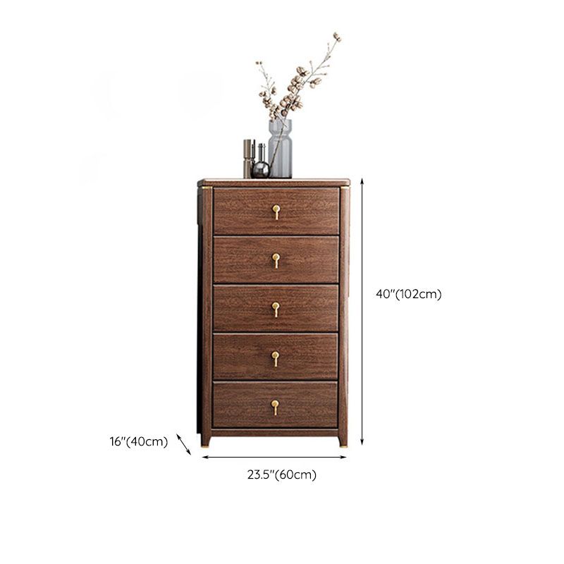Glam Walnut Wood Storage Chest Bedroom Chest in Brown with Drawers