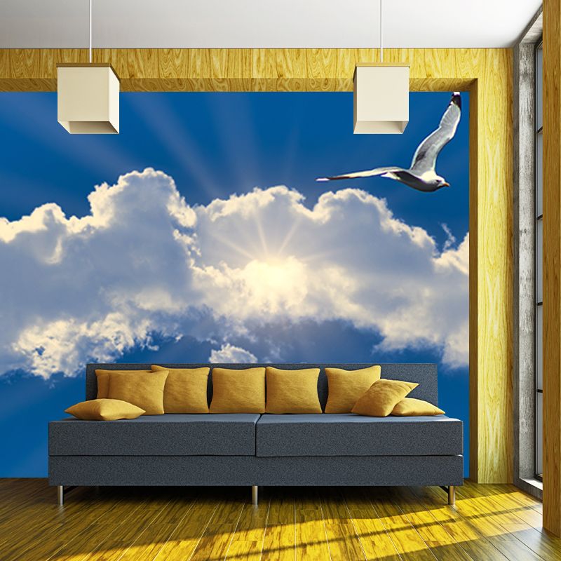 White Clouds View Wall Murals Moisture Resistant Wall Covering for Living Room
