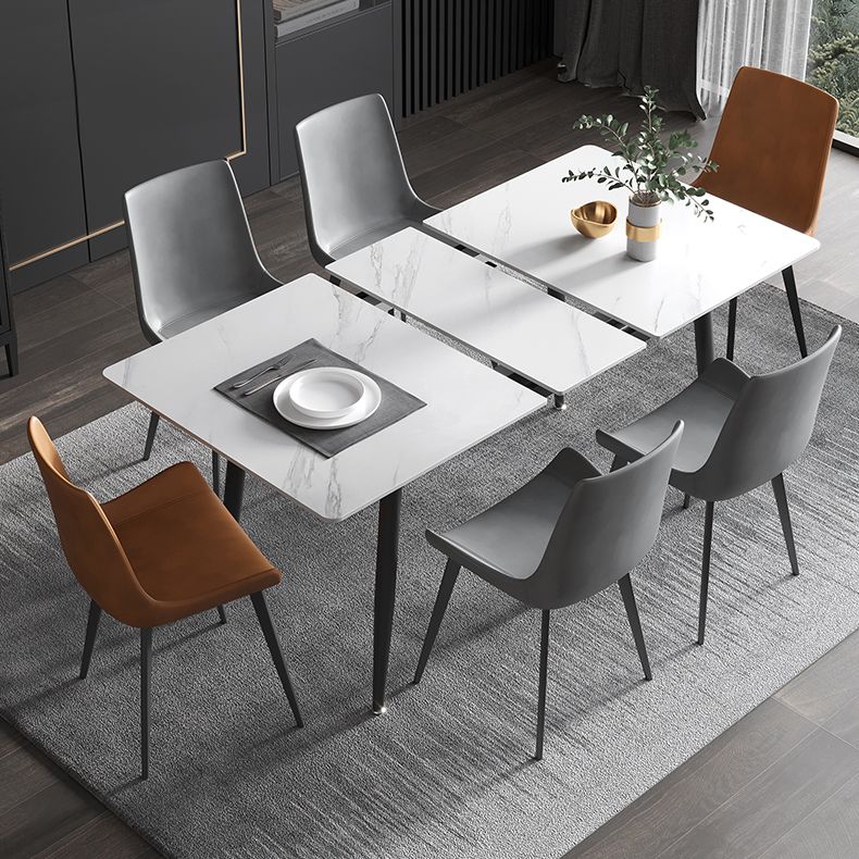 63''L Industrial Sintered Stone Table Extendable Rectangle Dining Table for Kitchen