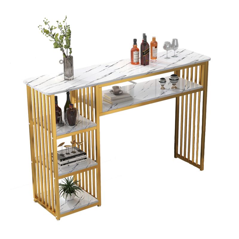 Glam Rectangle Wood Counter Table 3/4 Pieces Bar Table Set for Cafe