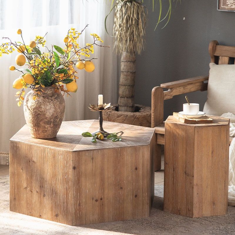 Scandinavian Square Coffee Table Wooden Cocktail Table for Living Room
