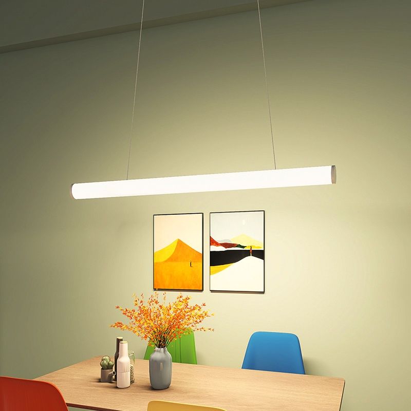 Aluminum Island Light Fixture Simple Style 1-Light Cylinder Restaurant LED Hanging Lamp