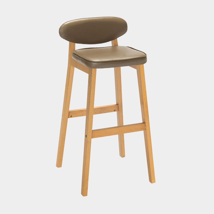 Contemporary Bar-stool Square Counter Bar Stool with Wooden Legs for Kitchen