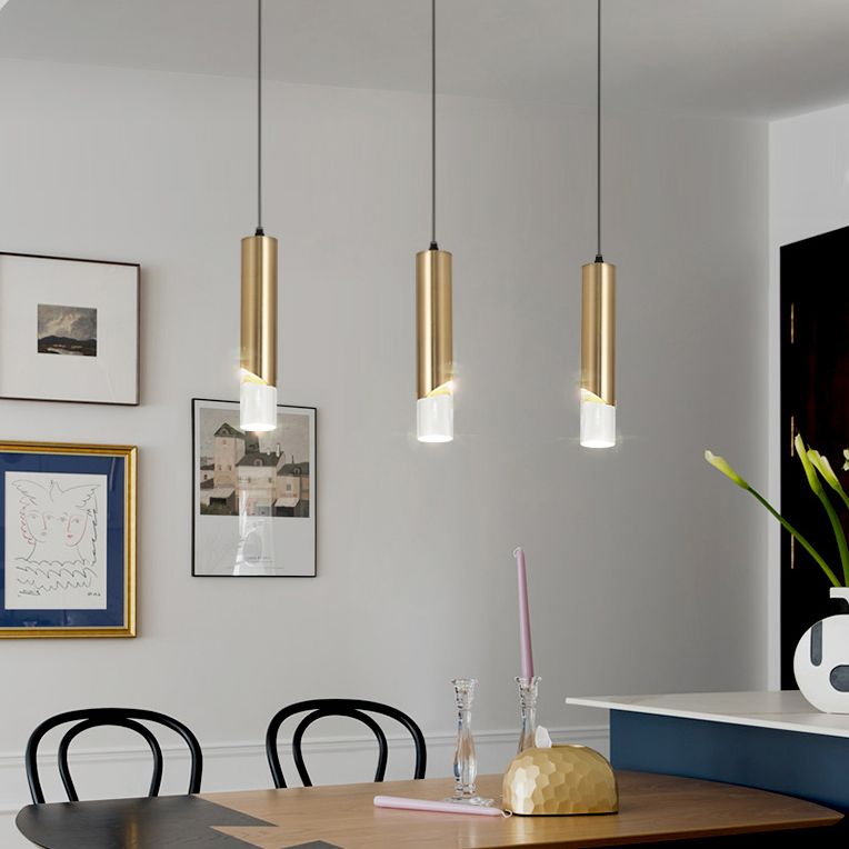 Tube Dinning Room Hanging Light Fixture Metal Simple Style Pendant Light Fixture