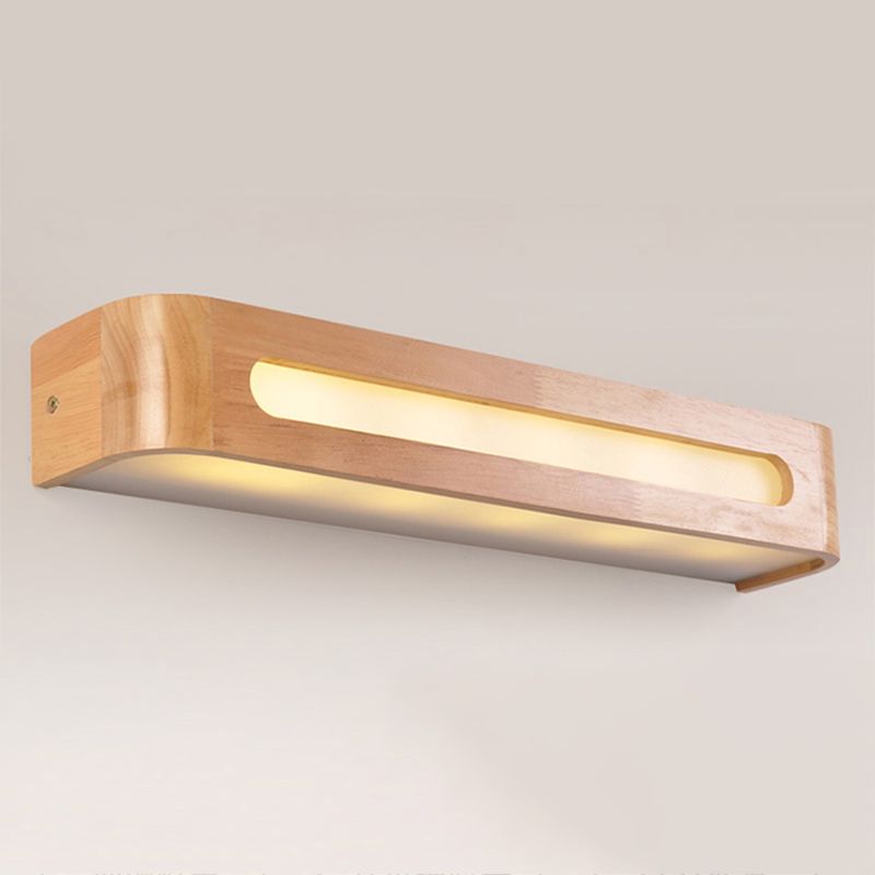 Square Shape Wood Wall Light Modern Style 1 Light Wall Mount Light in Brown