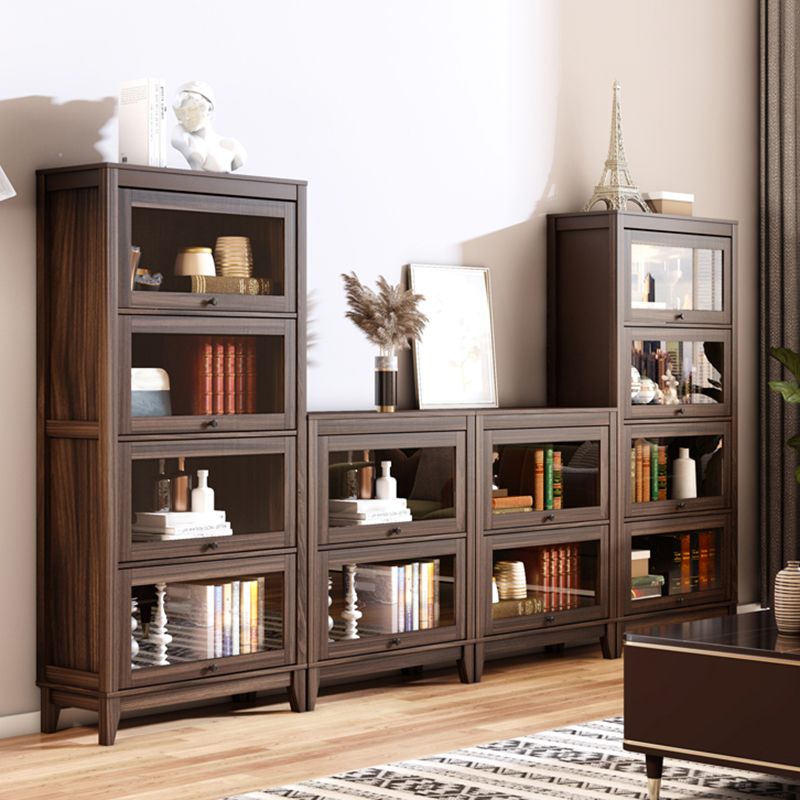 Contemporary Manufactured Wood Vertical Bookcase with Glass Doors