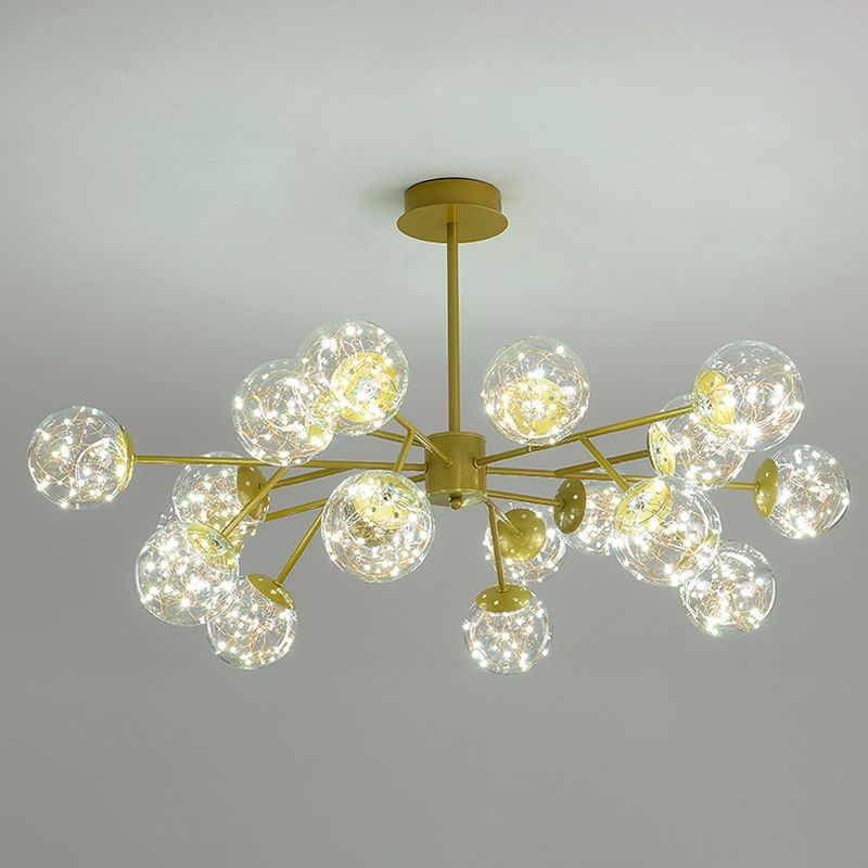 Modern Globe Pendant Chandelier Glass 18 Lights Chandelier for Living Room