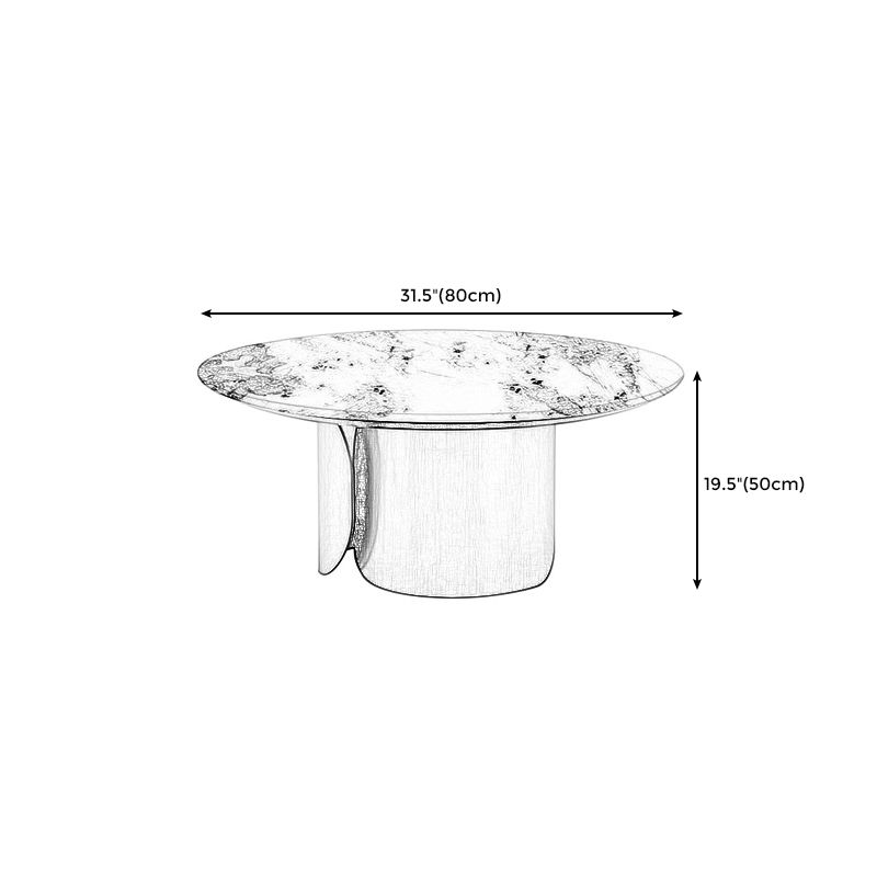 Contemporary Sintered Stone Side End Table with Metal Abstract Base