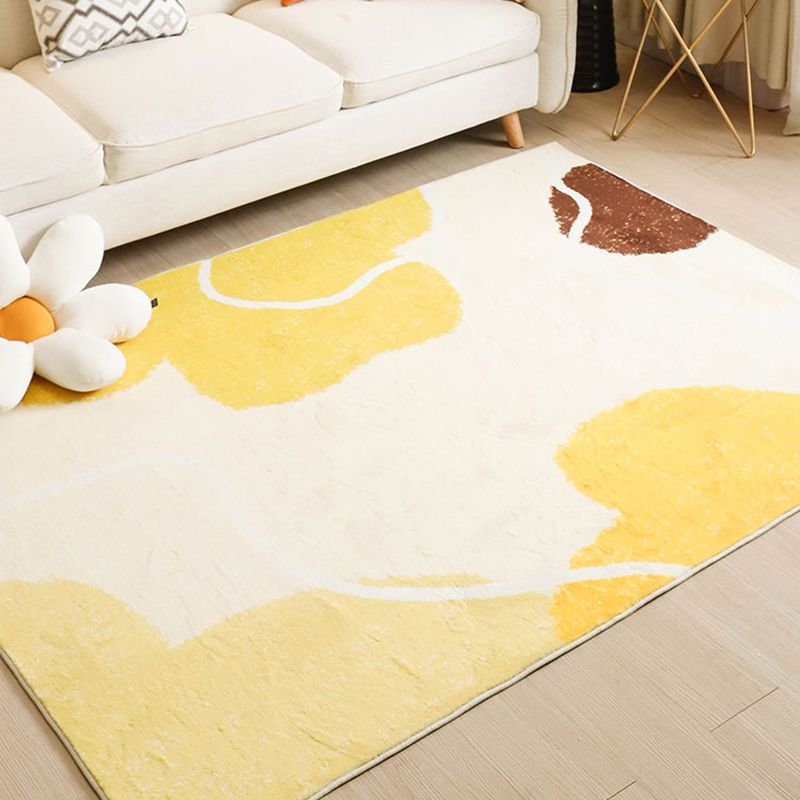 Apricot Tone Nordic Area Rug Polyester Abstract Color Block Rug Washable Indoor Rug for Living Room