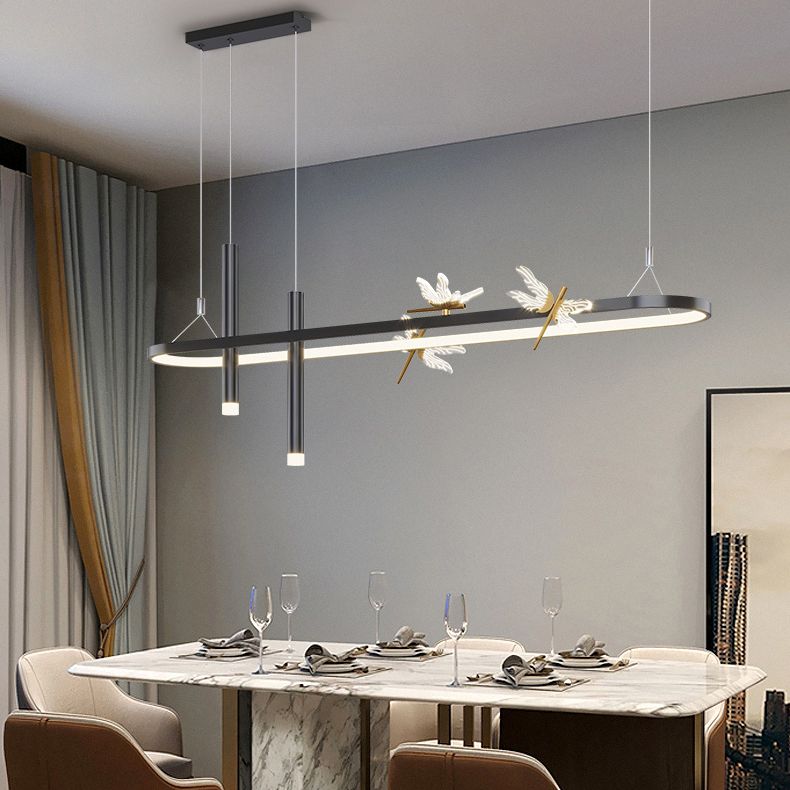 Modern Linear Ceiling Pendant Light Metal Island Pendant