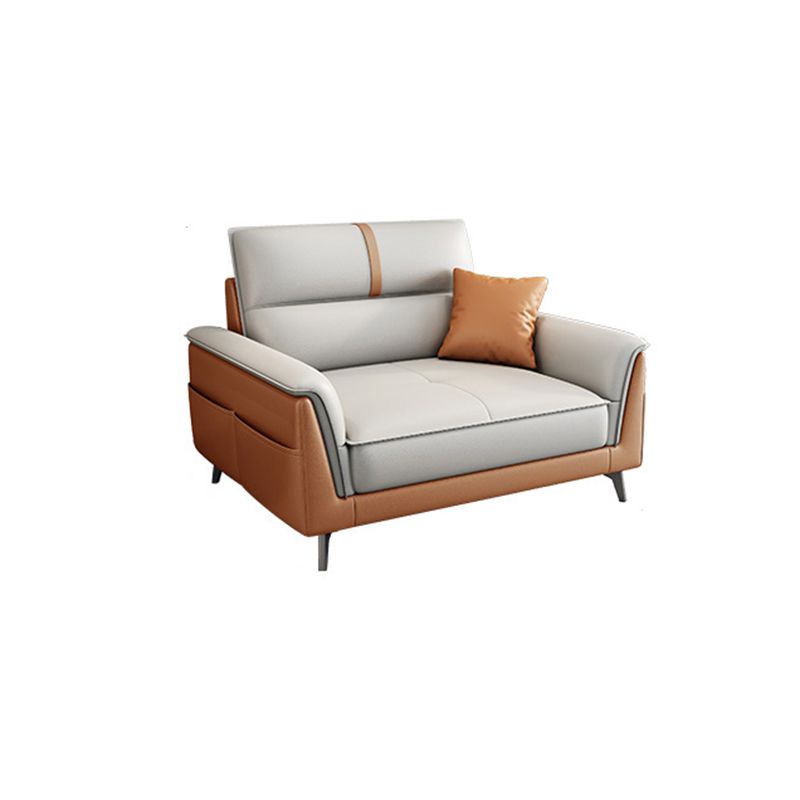 Slipcovered Stationary Stain Resistant Faux Leather Square Arm Sofa