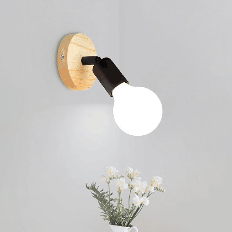 Modern Simple Wooden Vanity Light Circle Shape 1-Light for Shower Room