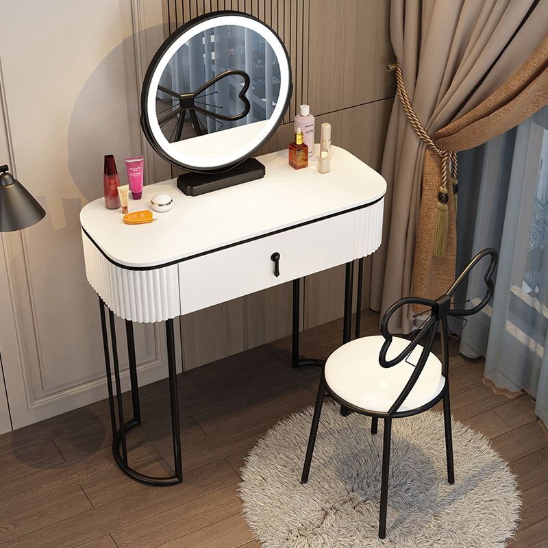 Adjustable Makeup Counter Lighted Mirror Vanity Dressing Table with Drawer