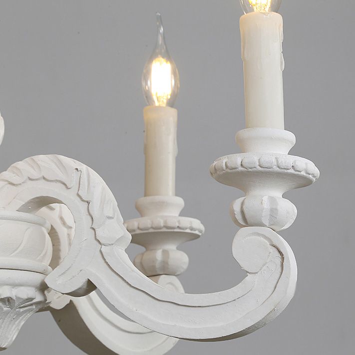 Solid Wood Candelabra Chandelier Vintage Country Style Parlor Pendant Light