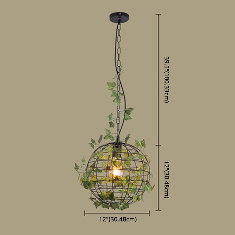 1-Licht Globe Metal Cage Pflanze Dekorative hängende leichte Einfachheitstil Moderne Anhängerlampe