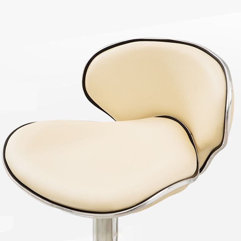 Contemporary Metal Bar Stool Low Back Turntable Faux Leather Cushion Footrest Stool