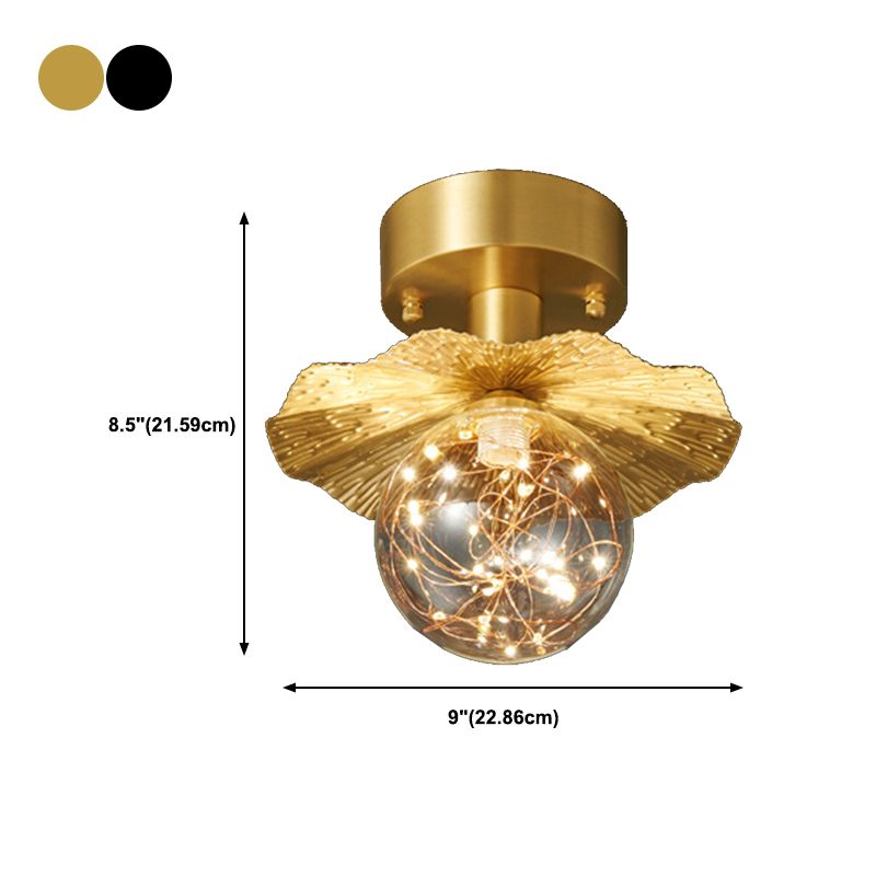 Modern Creative Style Ceiling Lamp Brass and Glass Lighting Fixture in Gold for Hallway