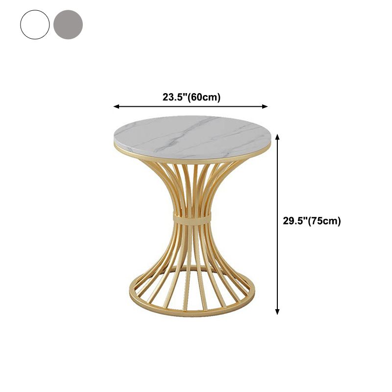 Sintered Stone Top Table with Pedestal Base Metal Traditional Luxury Round Dining Table