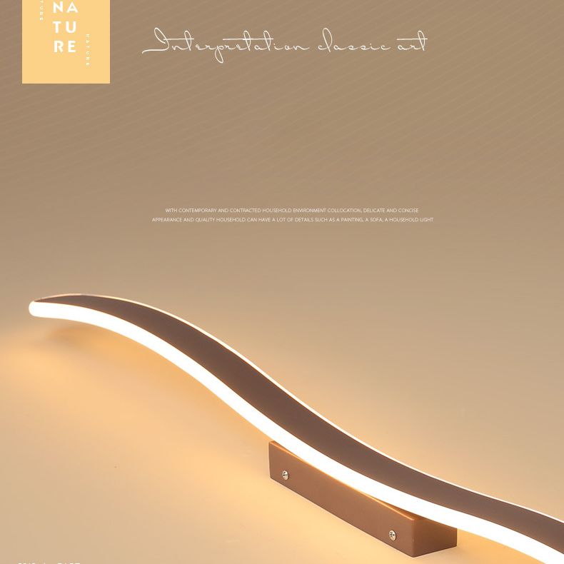Wave Metal Semi Flush Mount Lighting Minimalist LED Coffee Semi Flush Ceiling Light