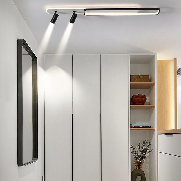 Zwart rechthoekige LED Semi Flush plafondlicht in moderne beknopte stijl acrylspoeling voor woonkamer