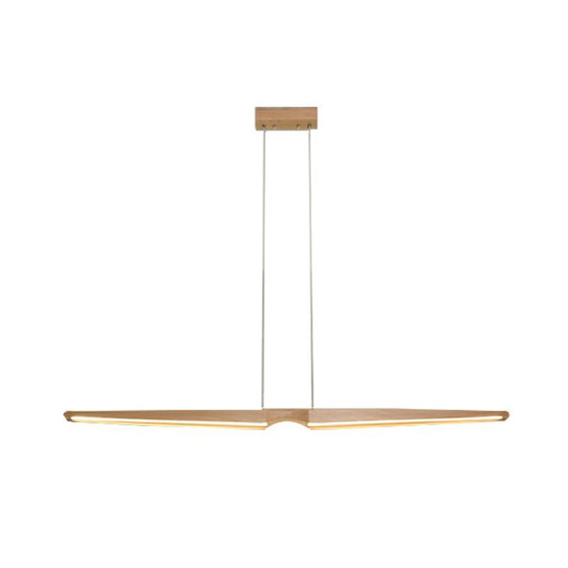 Lineare Anhänger Beleuchtungskörper Holz 2 Leichte zeitgenössische Küchenpendelleuchte