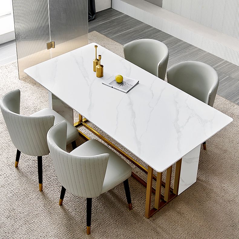 Nordic Glam Style Dining Chairs Armless Side Chairs with Wooden Legs