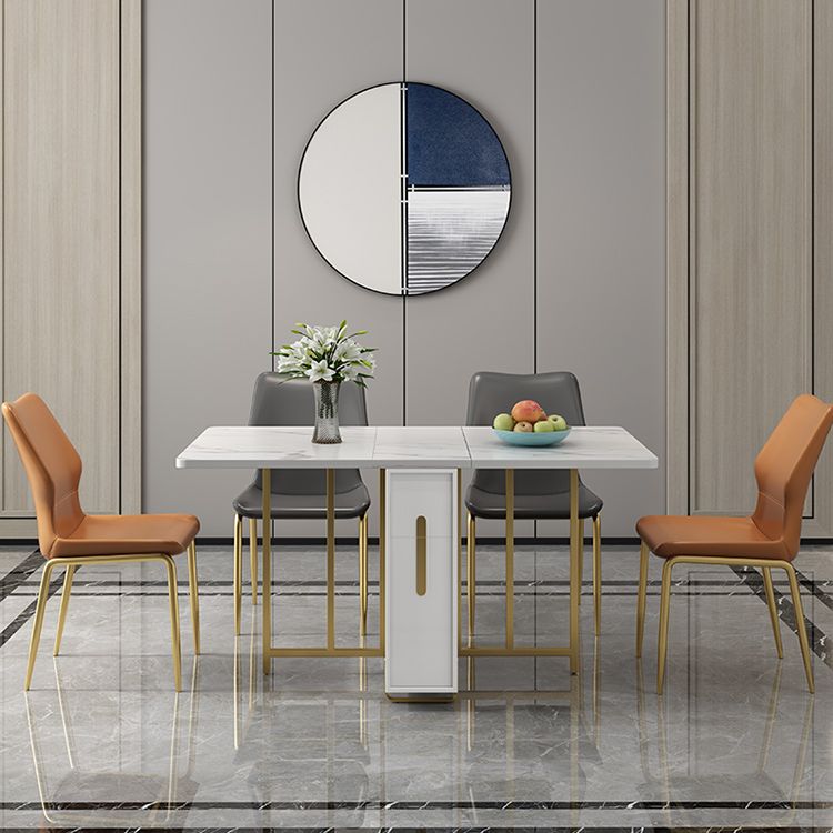 51.2''l Mesa de comedor de piedra sinterizada contemporánea Plegable mesa de comedor blanco para la cocina