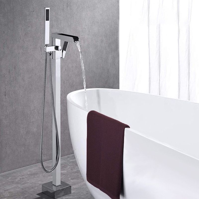 Floor Mounted Metal Freestanding Tub Filler Swivel Freestanding Faucet with Hose