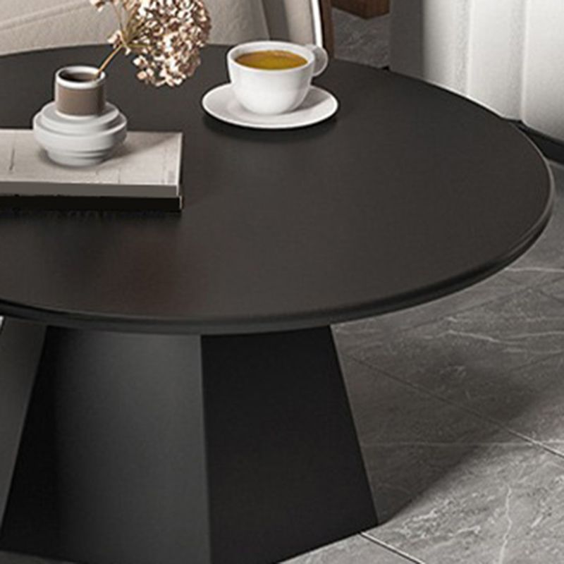 Mid-Century Iron Round Pedestal Coffee Cocktail Table Set in Black & White
