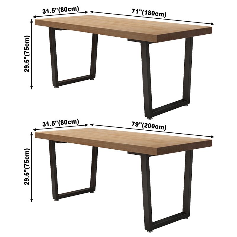 Industrial Style Solid Wood Dining Table Brown Rectangle Table with Sled Base for Dinning Room