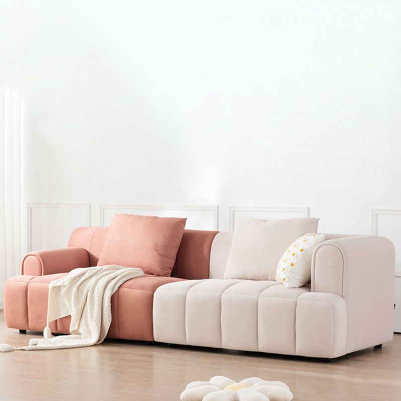 Recessed Arm Velvet Sectionals, Contemporary Sectional Set with Pillows