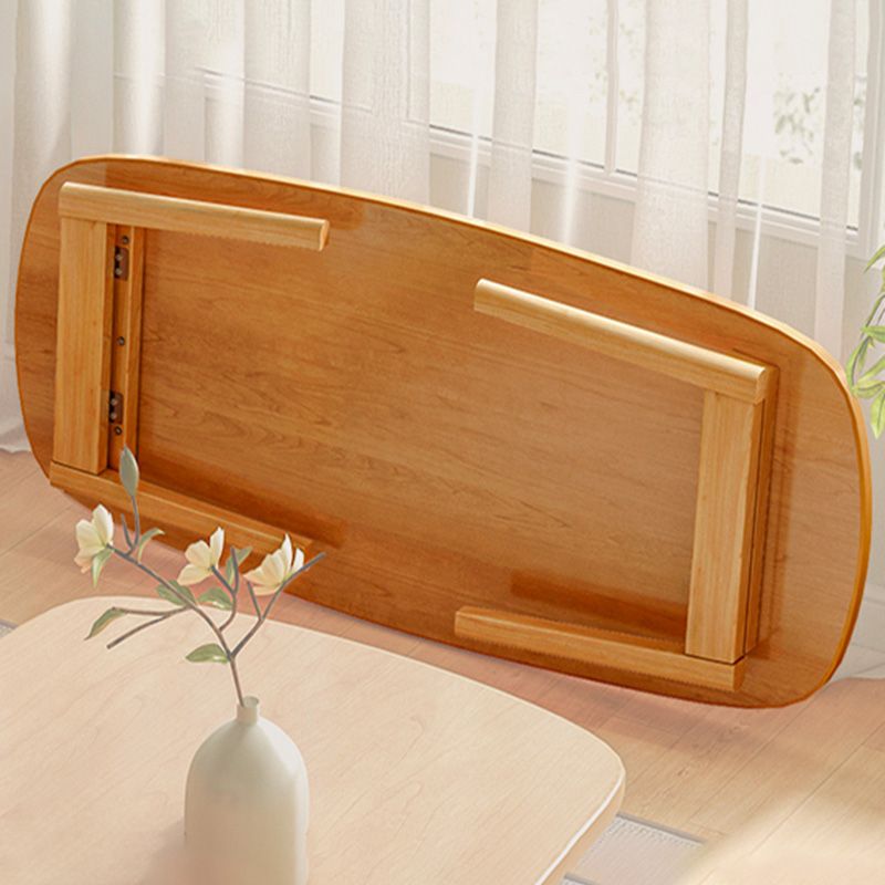 Contemporary Wooden Single Coffee Table 4 Legs Folding Cocktail Table with Storage Shelf