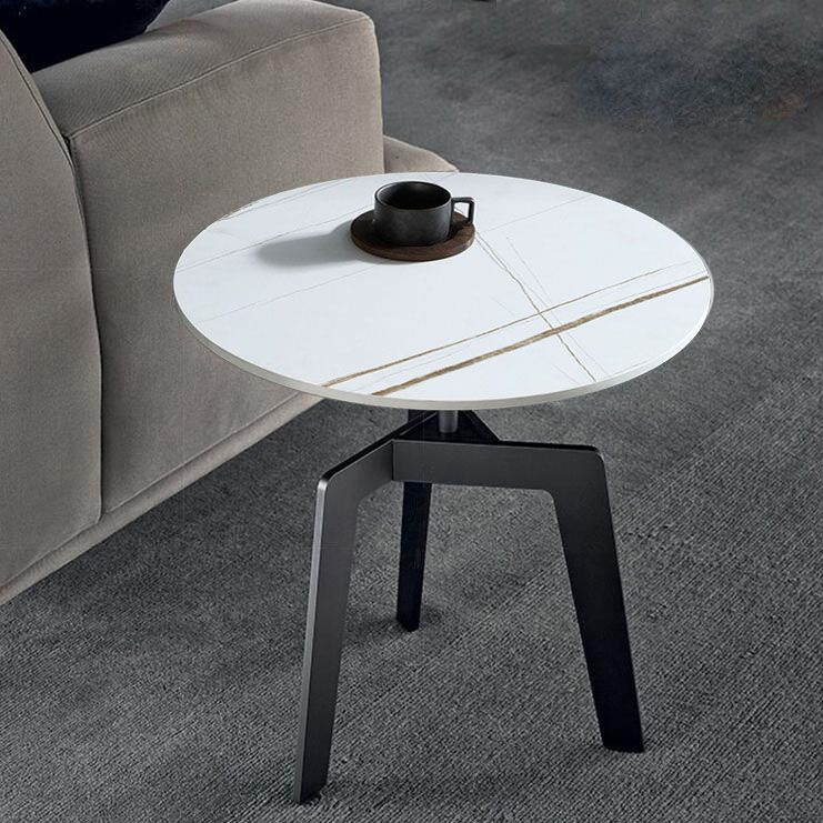 21.65" /23.62" Tall Steel 3 Legs End Table Modern Round Slate Top Side Table