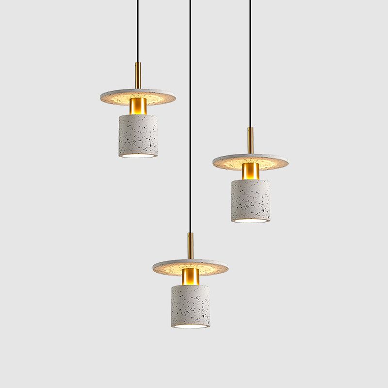 Terrazzo Cylinder and Disc Pendant Light Nordic Style Restaurant Suspension Light Fixture
