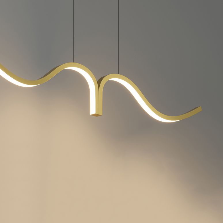 Contemporary Waves Island Light Metal 2 Light  Island Lighting Fixtures for Kitchen