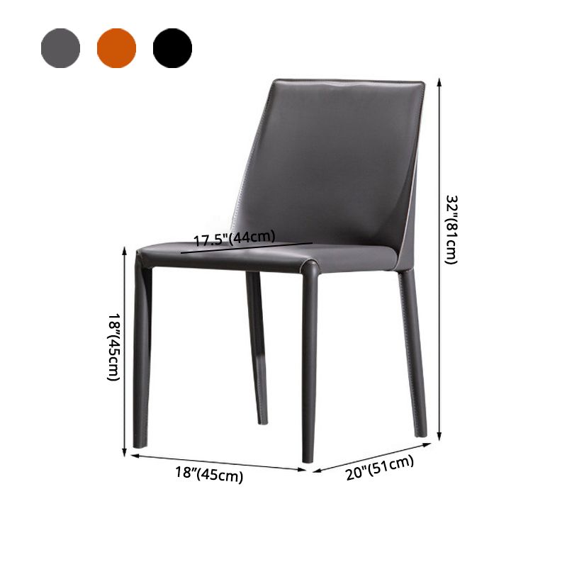 Moderner Parsons Side Chair Mattes Finish Leder gebogener Armloser Stuhl