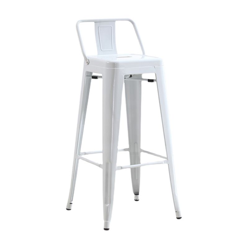 Industrial Iron Low Back Barstool Simple Indoor Tall Stool with Square Seat