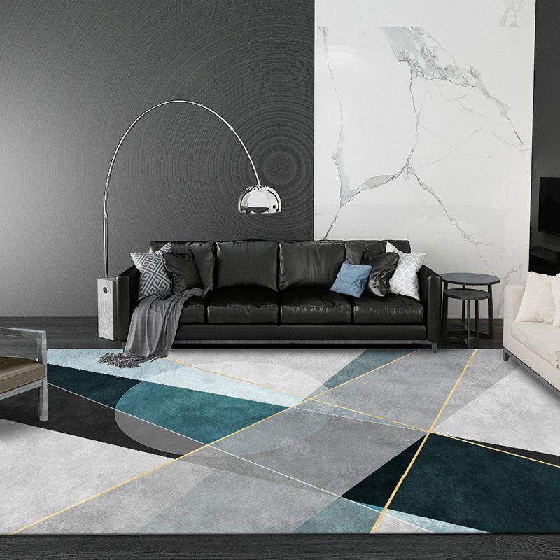Contemporary Geometric Print Carpet Polyester Indoor Rug Washable Rug for Home Decoration