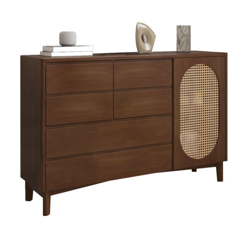 Contemporary Sideboard Cabinet Rubberwood Sideboard Table with Drawers for Living Room