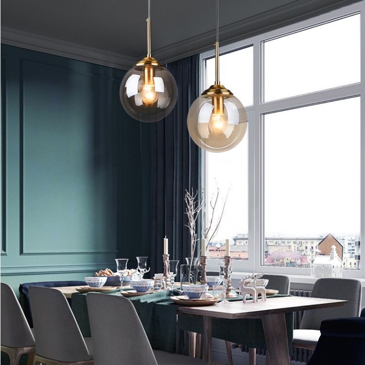 Oval Glass Modern Minimalist Suspension Pendant Light 6" Diameter Coffee Shop Hanging Lamp with 47" Hanging Wire