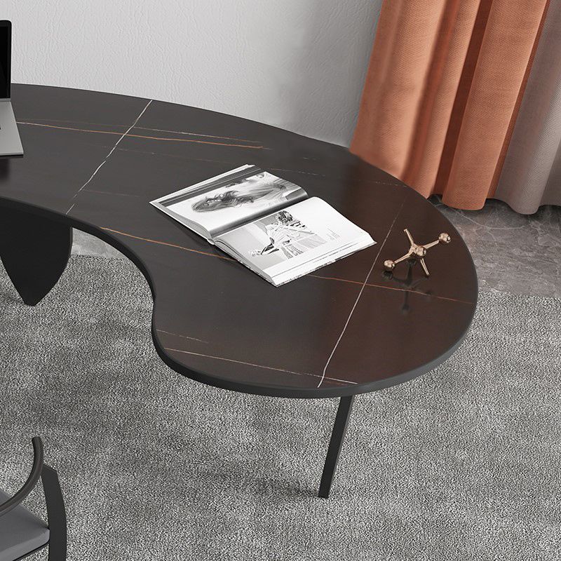 Free Form Contemporary Writing Desk Sintered Stone Pedestal Base Desk